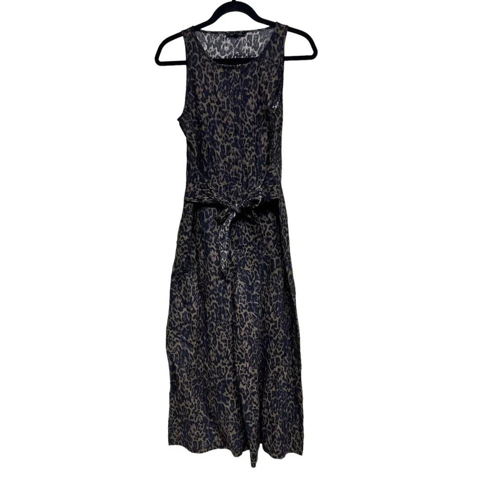 Banana Republic Linen Blend Leopard Cheetah Animal Print Jumpsuit Women’s Size 4